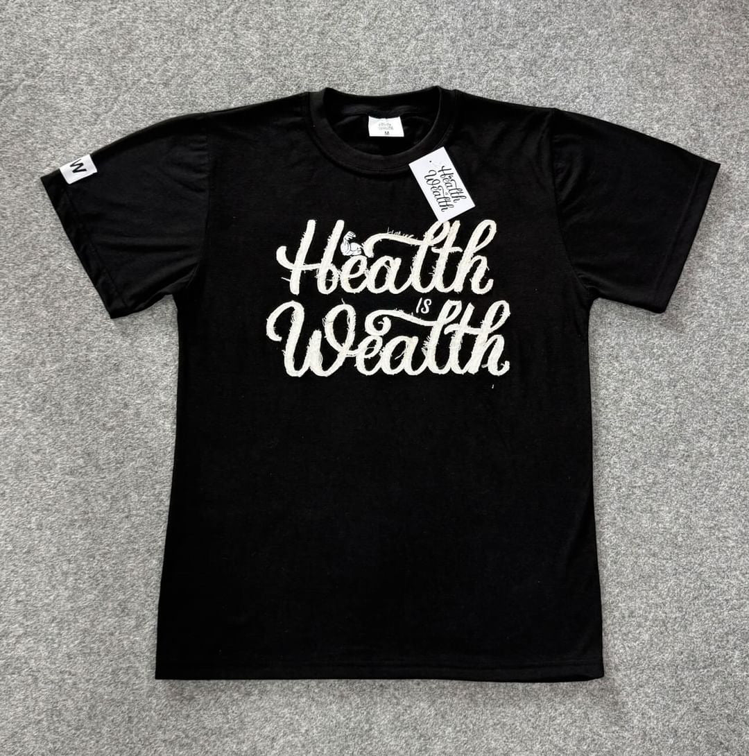 Health Is Wealth Black T-Shirt