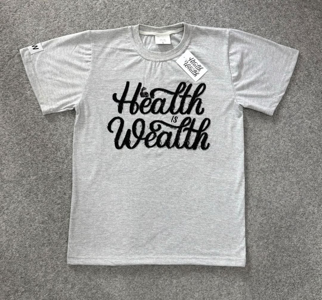 Health Is Wealth Gray T-Shirt